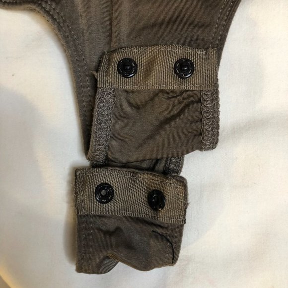 Olive Shiny Deep V Neck Body Suit - Picture 6 of 7